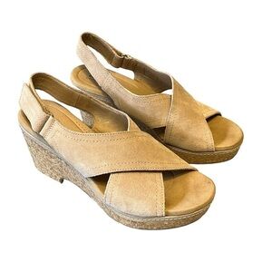 Clark’s Giselle Coast Wedge Sandal. Sand Color. Size 11 #1379